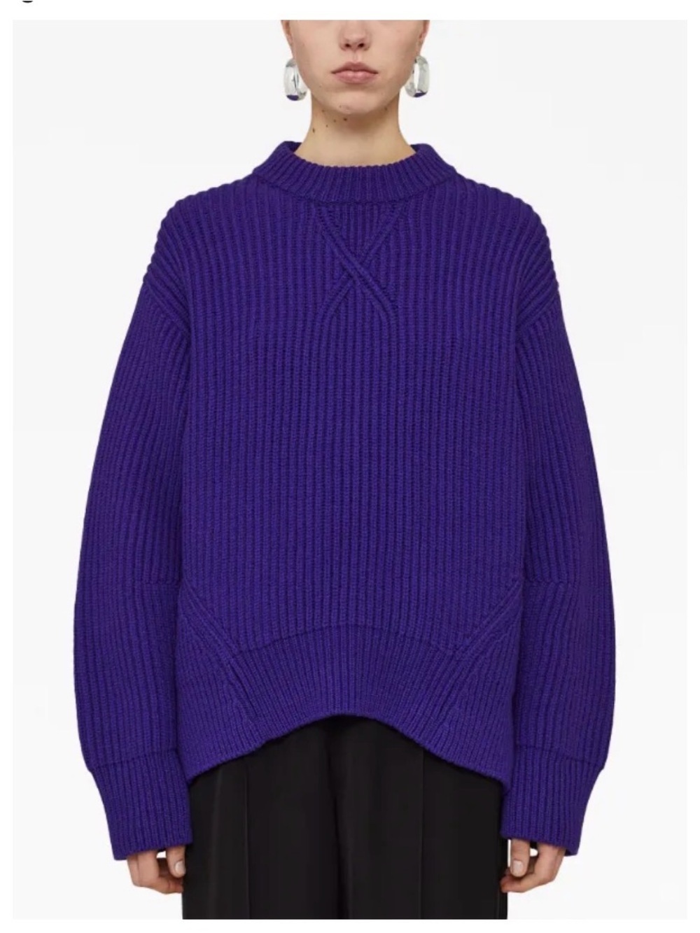 Jil Sander Purple Ribbed Mock-Neck Sweater NWT Size 36 Retail $1900
